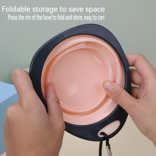 3 Piece Collapsible Pet Bowl Set with Carabiners 10.8oz Portable Foldable Feeding Water Bowls for Dogs Cats,Ideal for Outdoor Travel Walking Hiking（Pink Blue Green）