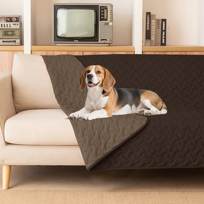 gogobunny 100% Double Sided Waterproof Dog Blanket Soft Pet Bed Cover Reversible Protect Furniture Couch Sofa Car for Puppy Cat (Dark Coffee/Light Coffee, 82x82 Inch (Pack of 1)) - color: Dark Coffee/Light Coffee, size: 82x82 Inch (Pack of 1)