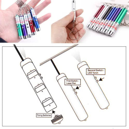 6 PCS Cat Toys Laser Pointer Mini Keychain Laser Pointer LED Flashlight Dog Laser Toy Pet Remote Control Laser (6 Pcs Pack A)