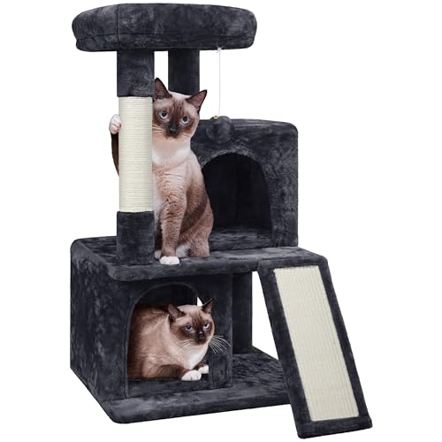 Yaheetech Cat Tree for Indoor Pets, 36in Tower Condo w/Extra Large Perch, Scratching Posts, Board, Dangling Ball, Play Structure for Kittens & Adult Cats, Graphite Gray - color: Graphite Gray, size: 36in