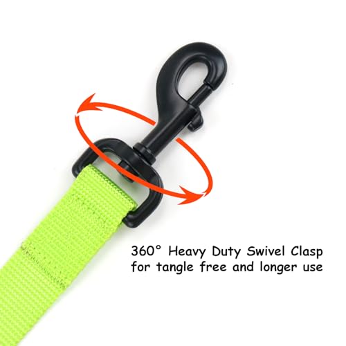 Wagtime Club Double Handle Dog Leash, 6ft Long Heavy Duty Dog Leash with Paded Traffic Handles for Extral Control and Training, Dual Handles Leads, Large Medium Small Dogs (Neon Green) - color: Neon Green