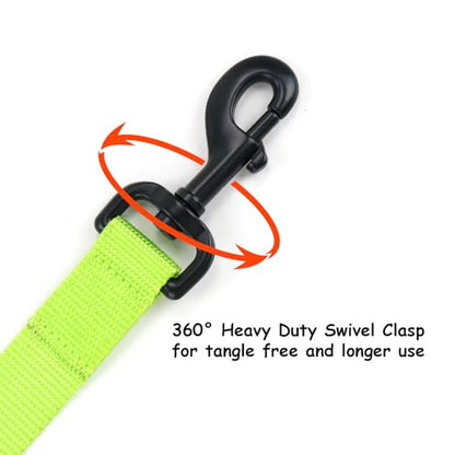 Wagtime Club Double Handle Dog Leash, 6ft Long Heavy Duty Dog Leash with Paded Traffic Handles for Extral Control and Training, Dual Handles Leads, Large Medium Small Dogs (Neon Green) - color: Neon Green