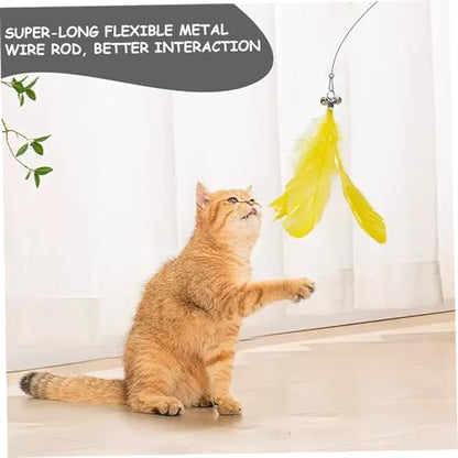 Suction Cup Cat Toy 35in Flexible Steel Cat Wand with Stand & DIY Refill Head 2-in-1 Hands-Free & Handheld Fun Teaser Toy for Indoor Home, Teaser