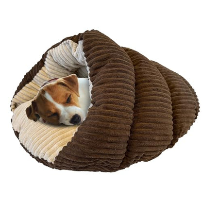 SPOT Sleep Zone Cuddle Cave - Cat Cave Bed for Indoor Cats and Mini Dogs, Durable, Comfortable, Washable for Kittens and Puppies Under 10 lbs and 12 inches Long, Corduroy Brown - style: Corduroy