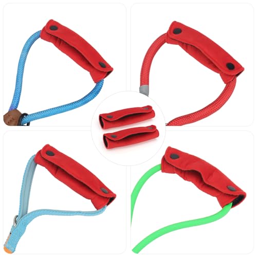 2PCS Dog Leash Grip Handle Sleeve - Leash Wrap - Soft Velvet & Polyester Mesh Ensure Comfortable Grip - Dog Leashes/Box/Bag Handle Cover Protection Pads(Red) - color: Red