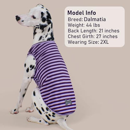 KYEESE 2Pack Dog Shirt, Soft Striped Dogs T Shirts, Lightweight Doggie Tank Top Cat Clothes, Sleeveless Dog Shirt for Small Dogs, Stretchy Pet Vest, Purple, Medium - color: 03# 2Pack (Purple+Purple Striped), size: Medium (7-13lbs)