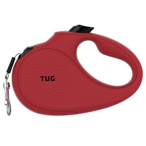 TUG Monochrome 360° Tangle-Free Retractable Dog Leash | 16 ft Strong Nylon Tape (Large, Red) - color: Red, size: Large, 16 ft