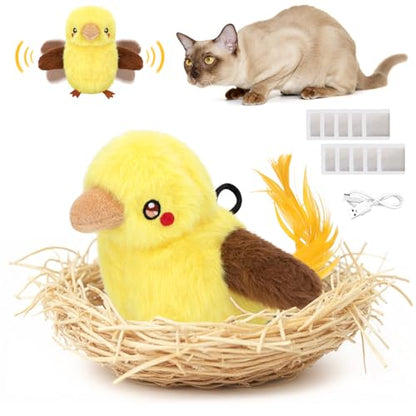 Cat Toys Flapping Birds with Catnip Bags, Rechargeable Chirping Interactive Cat Toy Kicker, Lifelike Birdie Tweets, Indoor Enrichment Moving Wings Cat Exercise Toys for All Breeds Kitten Dog(Oriole) - color: A1