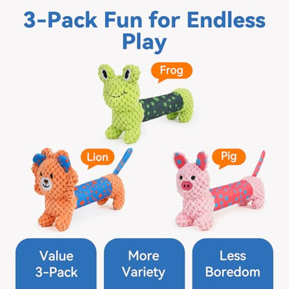 Squeaky Dog Toys, Interactive Dog Toys for Indoor Play, Lion Rabbit Fog Dog Toys with Durable Fabric Material for Small Medium Large Dogs - 3pack - style: 3pack