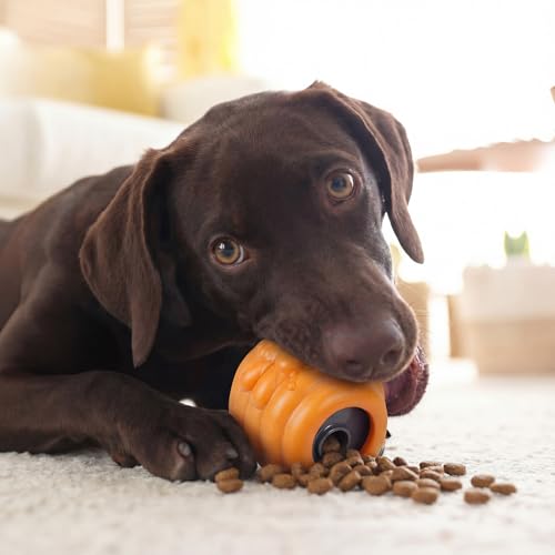 Gemscream 1 Pack Large Dog Toys for Aggressive Chewers, Dog Treat Dispensing Toy to Keep Them Busy, 2-in-1 Fillable Holder with 2 Cups and Food-Dispensing Lids for Large Medium (Yellow) - color: Yellow