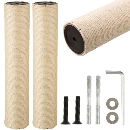 2 Root Cat Scratching Post Replacement 17.72x3.54 Cat Tree Scratch Post Replacement Natural Sisal Pole Cat Scratch Post Refill Pole Part with M8 Screws for Kitten Tree Tower Cat Furniture Accessories - color: 45cm/17.72in