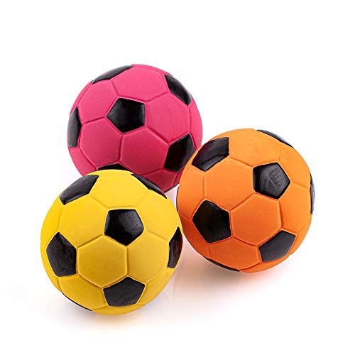 CHIWAVA 3PCS 2.7'' Squeak Latex Dog Toy Football Chew Fetch Throw Ball for Medium Dogs Interactive Play - size: 2.7" Medium Dogs 3 Pack