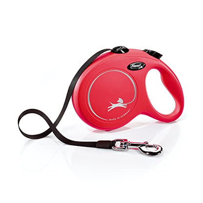 FLEXI New Classic Tape Retractable Dog Leash for Large Dogs Upto 110 lbs. – 16 ft., Red | Tangle Free Pet Walking Leash with One-Handed Brake, Pause, Lock|German Quality Product - color: Red, size: Large - 16 Feet (Tape)