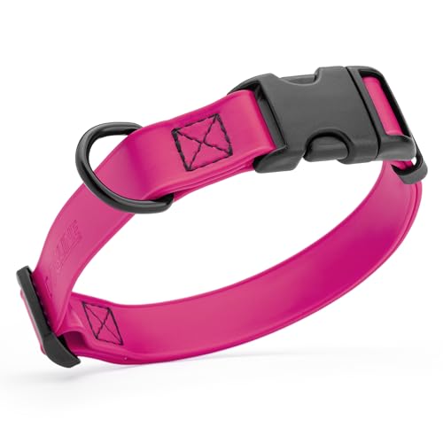 Dogline Biothane Waterproof Dog Collar with Quick Release Buckle Strong Coated Nylon Webbing with Odor- Proof for Easy Care Easy to Clean Fits Small Medium Large Dogs, Magenta Pink 1" W 15-23" L - color: Magenta Pink, size: 1"W by 15-25"L