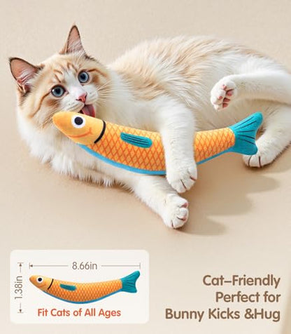 PetBusy Interactive Cat Toys with[5000mg Premium A+Catnip][Baby Grade] Soft Chew Kicker Cat Toys for Indoor Cats & Kittens, Crinkle &Rattle Fish Sound Toy, Drives Bored Cats Crazy with Fun,3 Pack - color: Blue+Yellow+Red