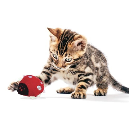 Pounce & Purr® Plush Cat Toys, Catnip & Silvervine Infused, Shiny Iridescent Accents, Interactive Play Toys for Cats & Kittens (Ladybug) - color: Ladybug