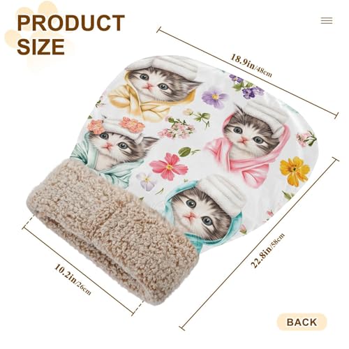 YETTASBIN Self-Warming Cat Sleeping Bag - Cute Kittens Semi-Enclosed Anti-Anxiety Calming Cat Bed Cave, Cozy Plush Pet Snuggle Sack with Soft Fleece Lining for Cat Dog Kitten, 19” x 23”