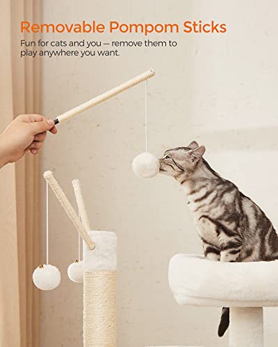 Feandrea Cat Tree with Litter Box Enclosure, 59-Inch Modern Cat Tower, 2-in-1 Condo with Scratching Posts, Washable Removable Cushion, Rustic Brown UPCT113X01 - color: Rustic Brown