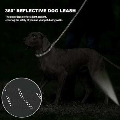 6FT Heavy Duty Dog Leash for Small Medium Large Dogs, Tangle Free Reflective Dog Training Leash with Double Handle, Seat Belt Buckle & Poop Bag Holder (Black) - color: Black, size: 6FT