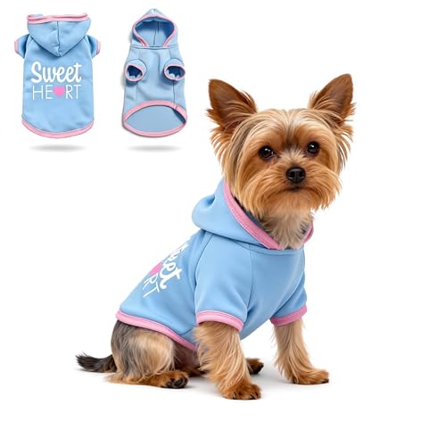 Cozy Dog Hoodies & Sweater for Small Dogs & Puppies - Boy & Girl Outfit, Snug Fit Winter Hoodie, Ultra-Soft & Gentle for Easy Care, 100% Polyester (Blue-Pink, X-Small) - color: Blue-Pink, size: X-Small