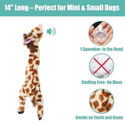 SPOT Skinneeez Giraffe 14 Inch Stuffing-Free Plush Squeaky Dog Toy – Soft Interactive Chew Toy for Small and Medium Dogs – Mess-Free Play for Light & Moderate Chewers - style: Mini Giraffe