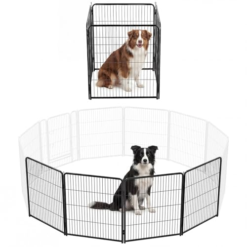 NEWBULIG Dog Playpen for Indoor 32 Inch 4 Panels - Portable Heavy Duty Metal Pet Exercise Pen, Foldable Small Medium Dog Puppy Playpen Fence for Outdoor RV, Camping, Yard, Garden - color: Black, size: 32IN