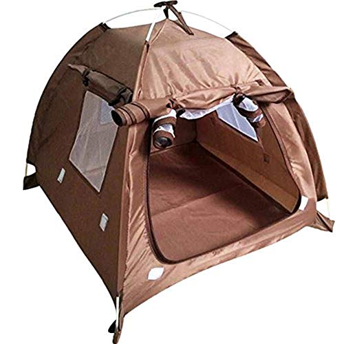 Breathable Washable Pet Puppy Kennel Dog Cat Folding Indoor Outdoor House Bed Tent (L, Coffee)