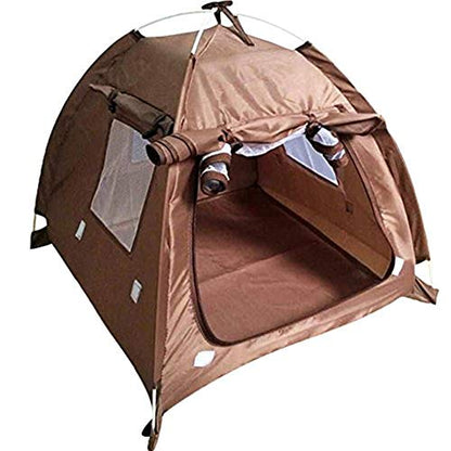 Breathable Washable Pet Puppy Kennel Dog Cat Folding Indoor Outdoor House Bed Tent (L, Coffee)