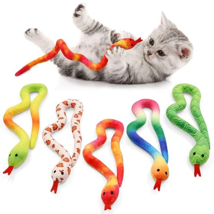 CiyvoLyeen 5 Pack Snake Cat Toys Catnip Toys for Indoor Cats Kitten Supplies Interactive Snakes Cat Toy Birthday Gift for Cat Lovers Dental Health Chew Toy - color: Snake - 5Pcs