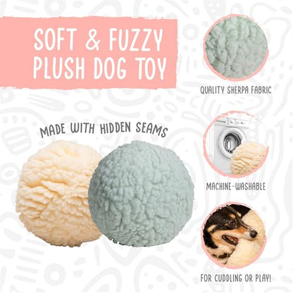 HuggleHounds Plush Ball Dog Toy - Dog Fuzzy Toy, Plush with Soft Fleece, Durable for Small and Large Breeds - 8" Seafoam HuggleFleece Ball, Large - size: Large, style: Seafoam Ball