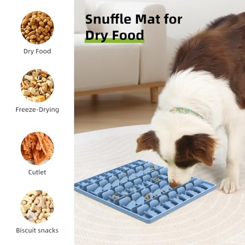Snuffle Mat for Dogs, Silicone Snuffle Mat Dog Feeding Mat Slow Feeder, Encourages Natural Foraging Dog Sniff Mat, Stress Relief, Smell Training, Digging Toys for All Breed Dogs (Blue) - color: Blue
