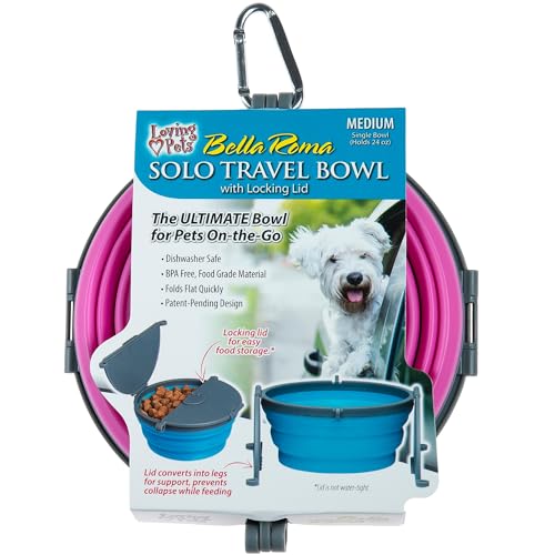 Loving Pets Bella Roma Collapsible Dog Bowls - Silicone Dog Bowls, Foldable Bowl, Puppy Essentials & Hiking Pet Supplies Great for Home & Travel (Pink, Medium) - color: Pink, size: Medium Travel Bowl