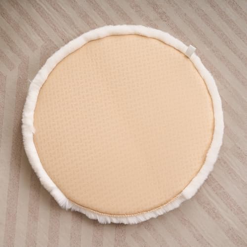 SHENGOCASE Round Faux Rabbit Fur Pet Bed Kneading Cushion, 16 inches, Cat Tree Tower Replacement Pad, 4-Pack (White) - color: Cream, size: 16"（4-pack）