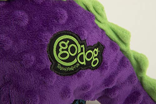 goDog Dinos Bruto Squeaky Plush Dog Toy, Chew Guard Technology - Purple, Large - color: Dinos Bruto (Purple), size: Large