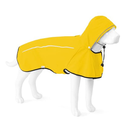Mile High Life Dog Raincoat, Adjustable Waterproof Pet Rain Jacket, Reflective Hooded Poncho for Small Medium Large Dogs, Lightweight Breathable Pet Rain Coat (Yellow,L Chest 26"-33") - color: Yellow, size: Large