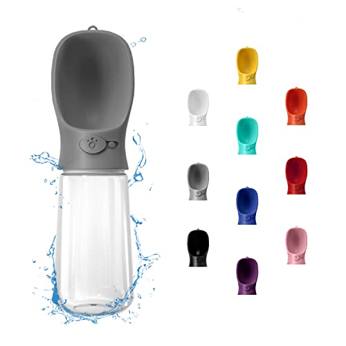 WePet Portable Dog Water Bottle, 19 OZ, Leak Proof Puppy Water Dispenser with Drinking Feeder for Pets Outdoor Walking, Hiking, Travel, Food Grade Plastic - color: #07 Grey, size: 19 oz