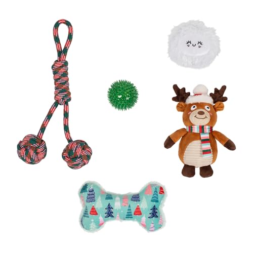 Fringe Studio Pet Toy, Happy Pawlidays Dog Toy Stocking 6 Piece Set, PetShop Collection (630020) - color: Pawlidays
