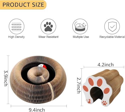 SEPAZON Kitlty Cat Toys Kurliz Cat Scratcher, Magic Organ Cat Scratching Board, Recyclable Cardboard Scratch Pad for Bored Indoor Cats Accordion Interactive Toys for Pet Claw Care