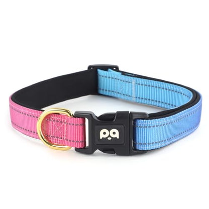 QQPETS Reflective Dog Collar with Soft Neoprene Padded Breathable Nylon Pet Collar Adjustable for Small Medium Large Dogs - color: Blue Pink, size: S