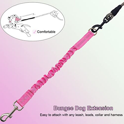 Bungee Dog Leash Extension, 18”Dog Shock Absorber Extender, Works with Any Leash for Walking, Jogging, Training, Playing - color: Pink