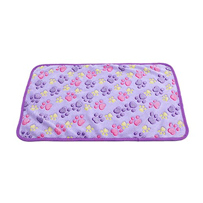 DOOVID Pet Blanket Soft Fluffy Fleece Pet Mat Doggy Flannel Blanket Dog Cat Cute Paw Print Pet Blankets Purple Paw Medium(30''*20'') - color: Purple Paw, size: Medium(30''*20'')