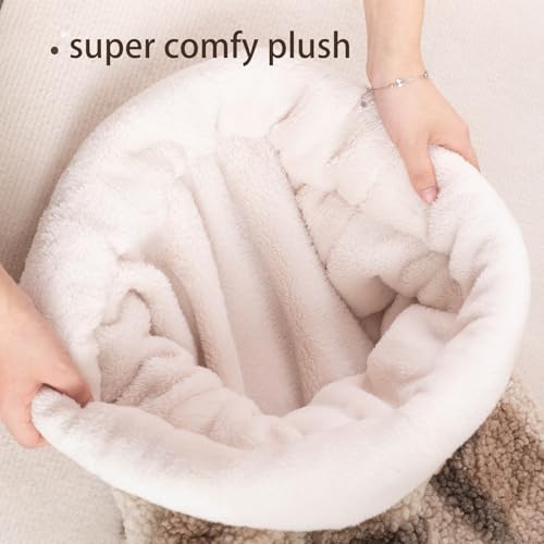 Cat Bed Cave Sleeping Bag, Pet Mat Warming Pad Sack for Cats and Small Dog,Burrowing Cozy Soft Comfortable Bed(for Small and Medium Cats) - color: khaki