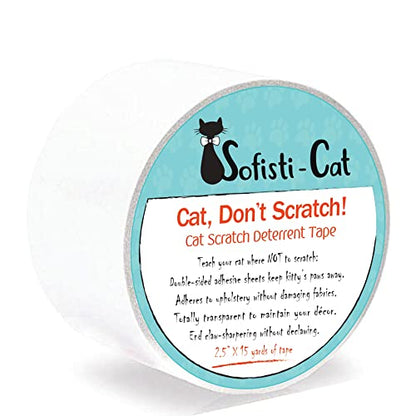 Sofisti-Cat Training Tape, Cat Tape for Furniture, Scratch Deterrent Keep Cats from Scratching Furniture with Our Double -Sided Repellent, 2.5" x 15' Roll - size: 2.5"x15' roll