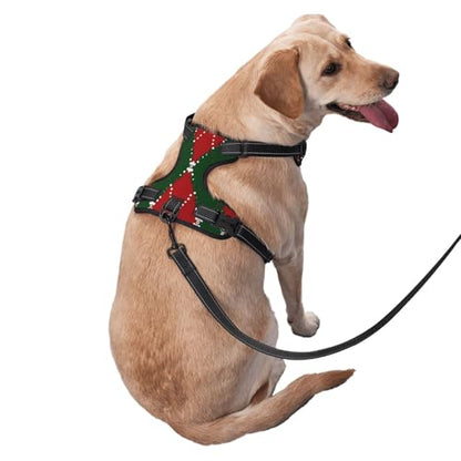 Rhombic Large Dog Harness Soft Padded Adjustable Dog Vest, Reflective Harness with Easy Control Handle - size: Medium