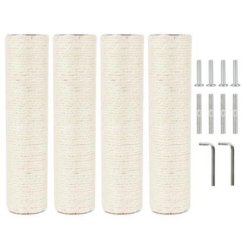 4 Pcs 2.9in 7.4cm Diameter Cat Tree Scratching Post Replacement Sisal Pole (M8, 11.8in/30cm) - color: 11.8in/30cm, size: M8*4posts