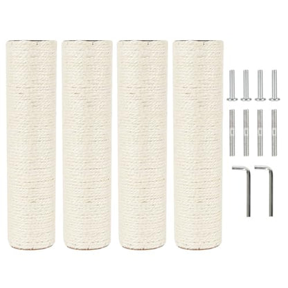 4 Pcs 2.9in 7.4cm Diameter Cat Tree Scratching Post Replacement Sisal Pole (M8, 11.8in/30cm) - color: 11.8in/30cm, size: M8*4posts