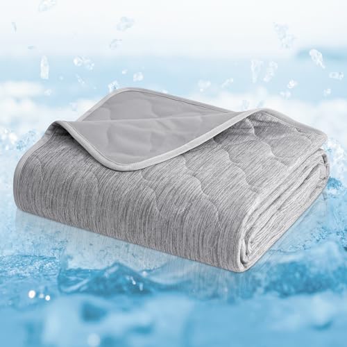 Cozy Bliss Deluxe Leakproof Cooling Blanket for Large Dogs Q-Max 0.46, Soft & Durable Washable Pet Cooling Mat for Hot Weather, Livingroom, Couch & Bed Protector for Cats, Silver Grey, 40"x60" - color: Heather Silver Grey, size: 40*60