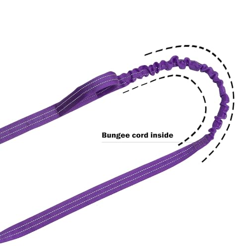 ICEFANG Tactical Dog Leash,K9 Training Walking Bungee Lead with 2 Control Handle,Heavy Duty Quick Release Metal Clasp,for Medium Large Breed (Reflective Purple, 6 FT) - color: Reflective Purple, size: 6 FT