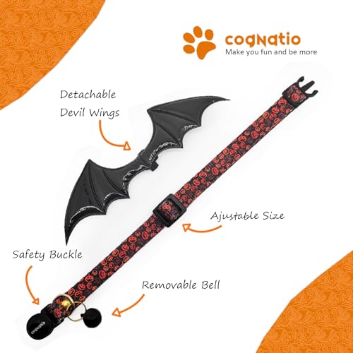 2 Pack Breakaway cat Collars with Bell,Safety Quick Release Pendant Cute Kitten Collar,Adjustable 20-30cm (Pumpkin, 20-30cm) - color: Pumpkin