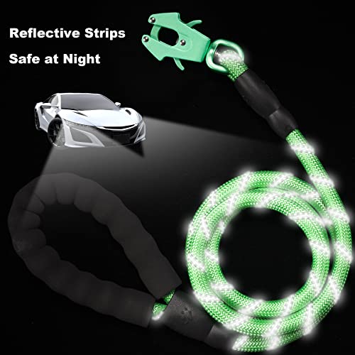 GEIT 2/4/5/6FT Dog Leash, Heavy Duty Rope Leashes, Reflective Nylon Pet Lead with Aluminum Quick Release/Locking Tactical Frog Clip for Small Medium and Large Dogs, Green, 1/2 inch - color: Green, size: 1/2'' x 4 FT (18~120 lbs.)